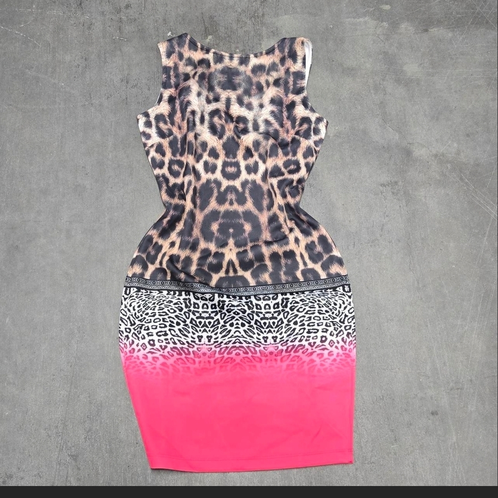 VENUS Leopard Print to Pink Ombre Midi Dress